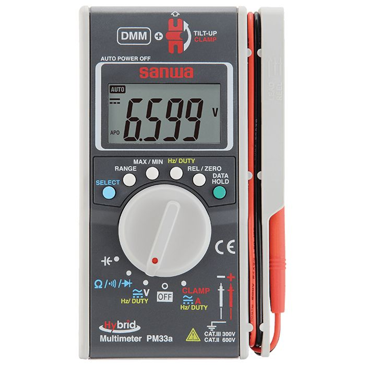 Sanwa PM33a pocket multimeter with integrated clamp and probes